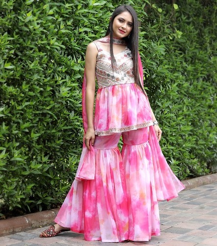 Pink Rose Sharara Set