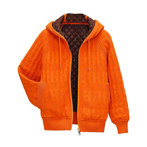 Mens Orange Reversible Zip Hoodie