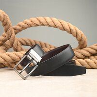 XGEORGIANS Genuine Leather Reversible Belt Black  Brown