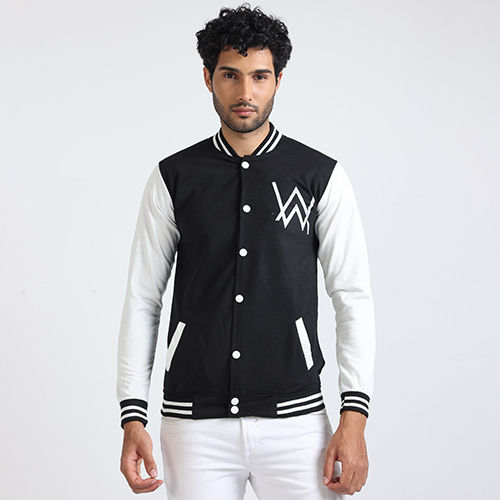 Mens Black Custom Printed Varsity Jacket