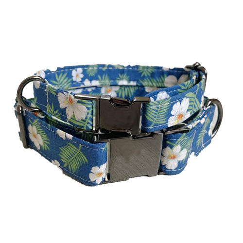 Flower Print Cotton Dog Collar