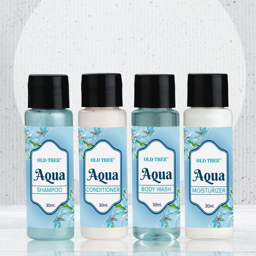 Aqua Hotel Toiletries 30ml- Combo pack Shampoo Conditioner Bath Gel and Moisturizer