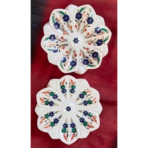 White Meenakari Work Inlay Fruit Tray