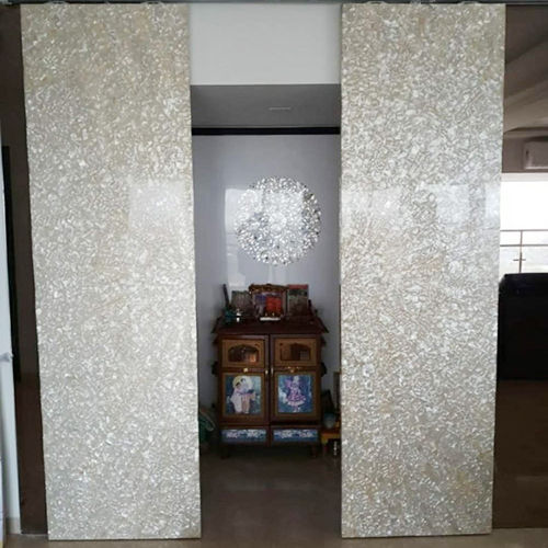 White Mop Mosaic Mandir Wall Panel