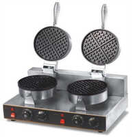 Double Belgian Waffle Maker - Aluminum, 575x415x285mm | Fully Automatic, Black, 220v Power, High-volume Output, Ideal For Buffets And Cafes