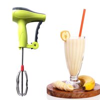 POWER FREE MANUAL HAND BLENDER WITH STAINLESS STEEL BLADES MILK LASSI MAKER EGG BEATER MIXER RAWAI (0723a)