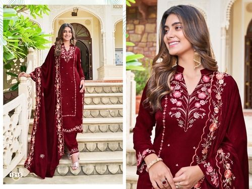 Pure Velvet Pakistani Suits with Embroidery and Handwork