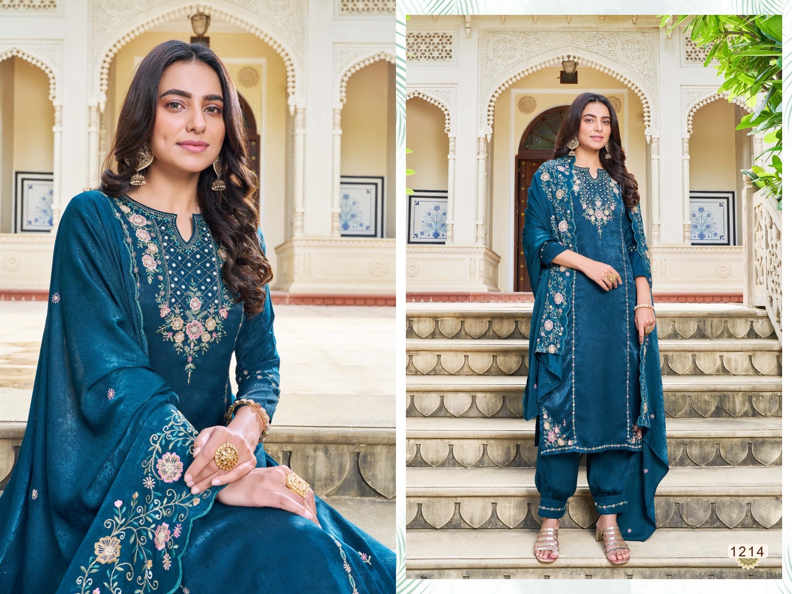 Pure Velvet Pakistani Suits with Embroidery and Handwork