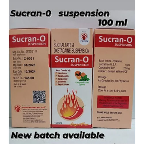 Sucran O Suspension Ingredients: Sucralfate 1Gm And Oxetacaine 10Mg