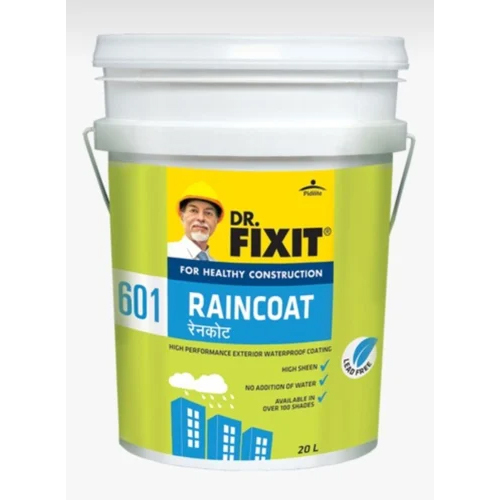 White 20L Dr Fixit 601 Raincoat Elastomeric Exterior Waterproofing Coating