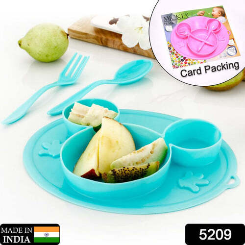 SILICON MICKY PLATE AND 1 SPOON AND 1 FORK CARD PACKING ( 1 PC PRODUCT) (5209)