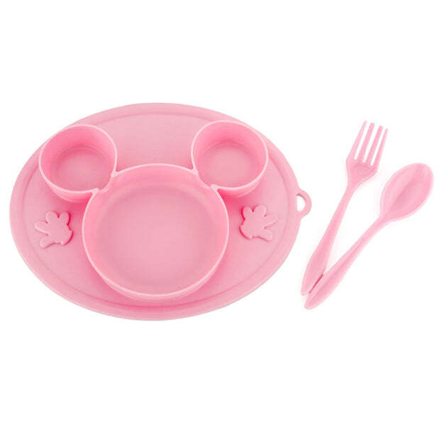SILICON MICKY PLATE AND 1 SPOON AND 1 FORK CARD PACKING ( 1 PC PRODUCT) (5209)