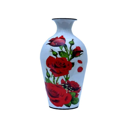 Red Rose Print Iron Flower Vase