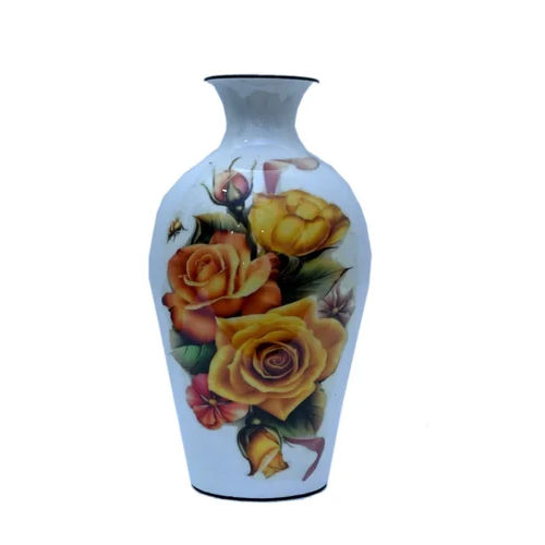 Yellow Rose Meena Glossy Iron Flower Vase