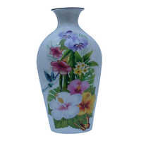 Multicolor Round Shaped  Meena Glossy Iron Vase