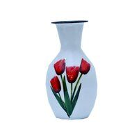 8 Inch Red Flower Print Iron Flower Vase