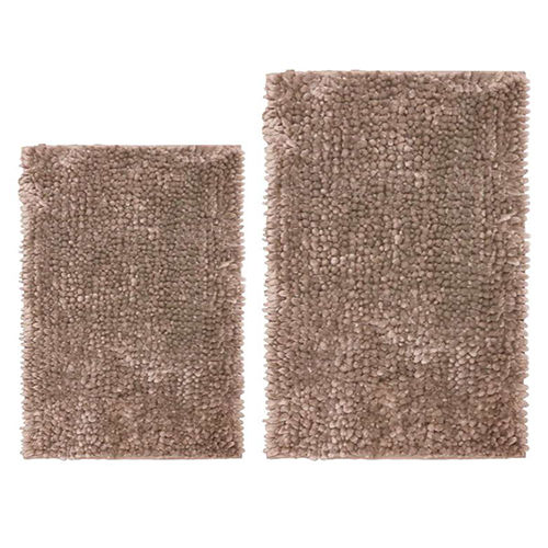 Breeden-vkv-12 Micro Chenille Ultra Soft Non Slip Beige Bath Mat Set Of 2 Back Material: Anti-slip Latex