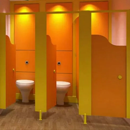 Yellow And Orange Toilet Urinal Cubicle Partition