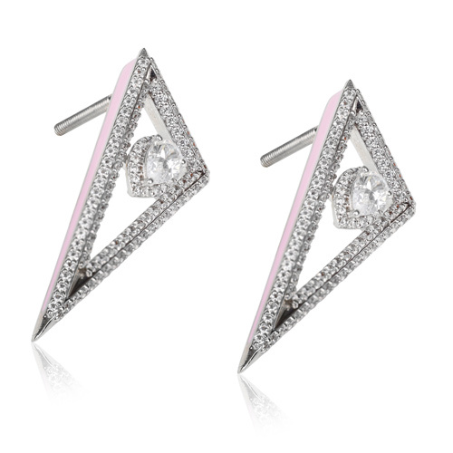 Diamond Trilateral Cascade Earring