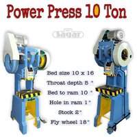 10 Ton Power Press - Bed Size 10x16 Inches, Flywheel Dia 18", Ram Hole 1", Throat Depth 5" | Durable Build, Efficient Use, High Capacity, Precise Operation