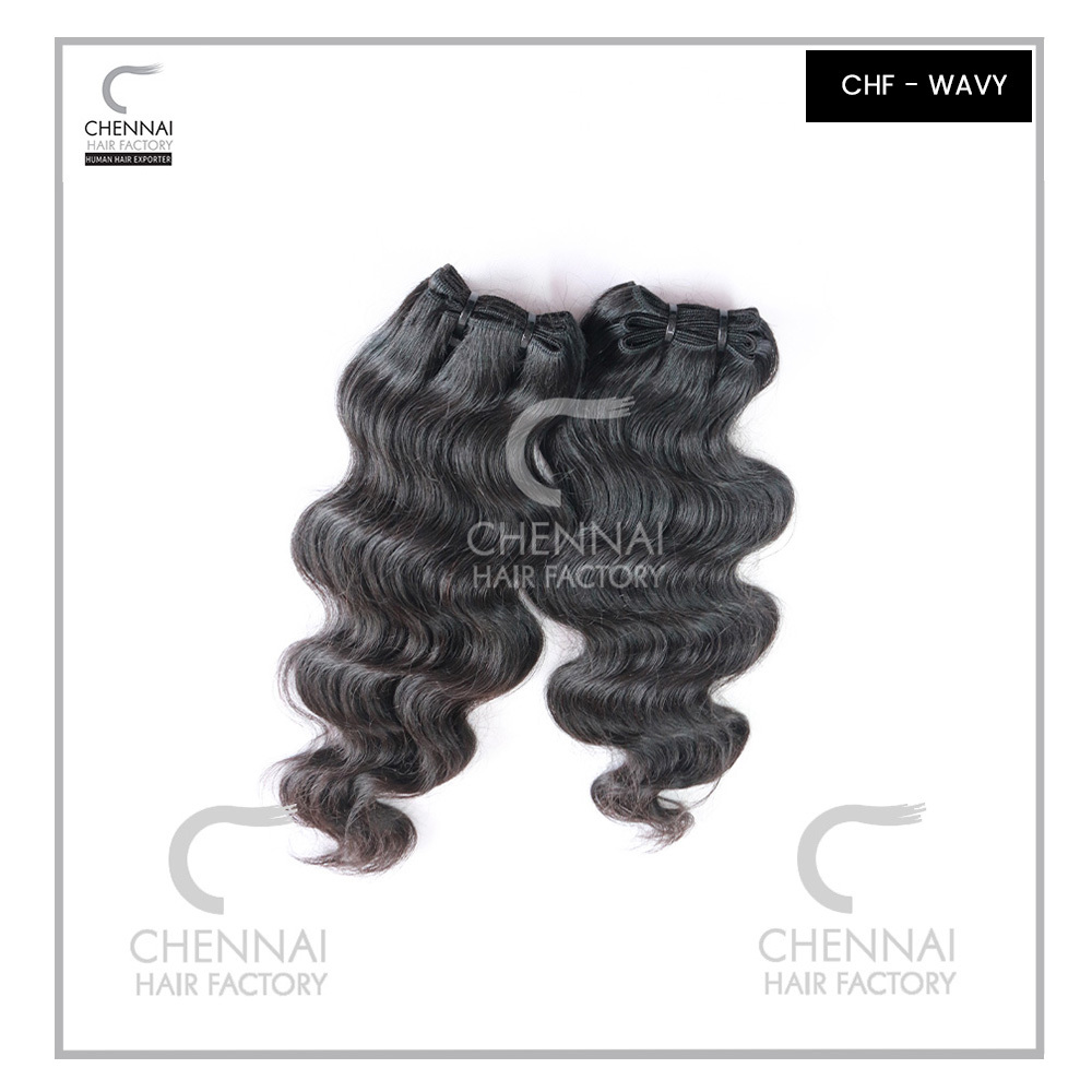 RAW INDIAN TEMPLE WAVY HAIR EXTENSIONS ( CHF )