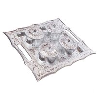 DRY FRUIT AIR TIGHT BOWLS TRAY WITH LIDS 4 SECTION SNACKS MUKHVAS DANI (2218)