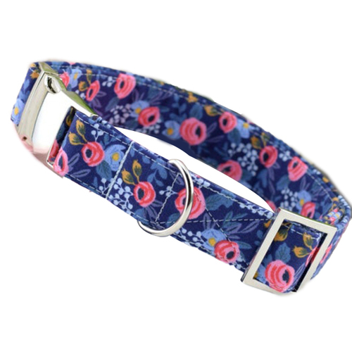 Metallic Fabric Flower Dog Collar