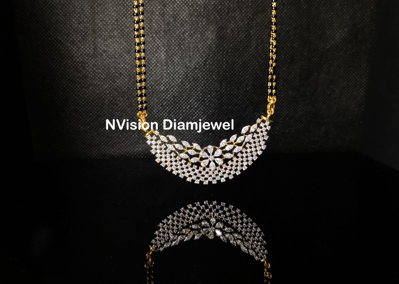 Natural Diamond Round and Pear Marquise Mangalsutra