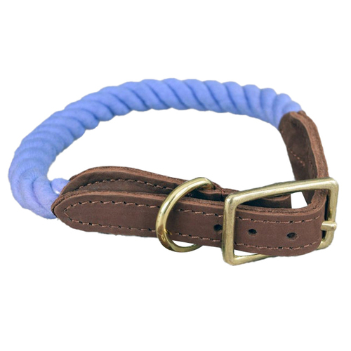 Rope Dog Collar with Leather Handle