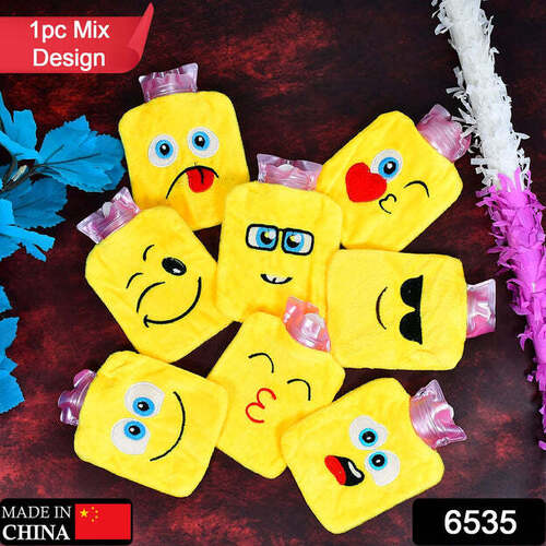 1PC MIX EMOJI DESIGNS SMALL HOT WATER BAG WITH COVER FOR PAIN RELIEF NECK SHOULDER PAIN AND HAND FEET WARMER MENSTRUAL CRAMPS (6535)