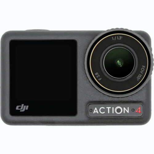 DJI Osmo Action 4 - Waterproof, 1/1.3" CMOS Sensor, Black | 4K120 Video, Dual Touchscreen, RockSteady 3.0 Stabilization, Voice Control, Shockproof