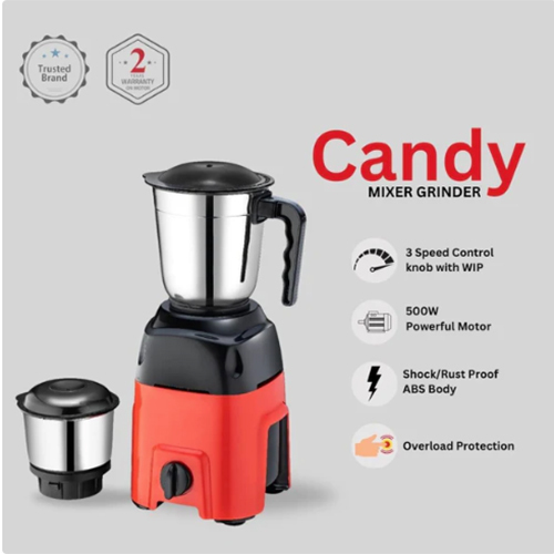 SUMMERKING Candy 500W Mixer Grinder with 2 Stainless Steel Jar