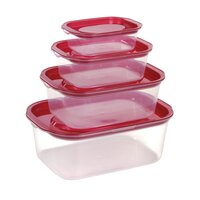 Plastic Airtight Food Short Container 4 Pcs Set