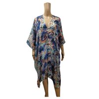 3 Button Cover Up - Chiffon, Free Size, White | Lightweight, Breathable, Semi-sheer, V-neck, Quick Dry