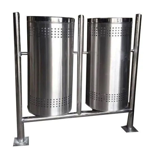 Stainless Steel Pole Mounted Dual Dustbin Application: Industrial