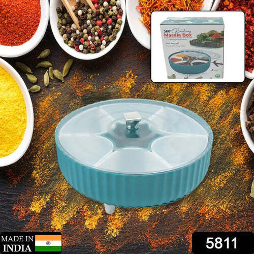 360 DEGREE REVOLVING SPICE BOX AND DRY FRUIT BOX PLASTIC 7 COMPARTMENT BOX SUITABLE FOR MULTIPURPOSE STORAGE USE LIKE DRY FRUIT SPICES PICKLE TEA AND SUGAR ETC KITCHEN USE (5811)