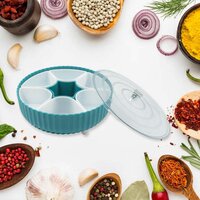 360 DEGREE REVOLVING SPICE BOX AND DRY FRUIT BOX PLASTIC 7 COMPARTMENT BOX SUITABLE FOR MULTIPURPOSE STORAGE USE LIKE DRY FRUIT SPICES PICKLE TEA AND SUGAR ETC KITCHEN USE (5811)