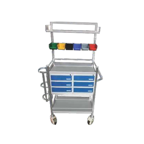 Crash Cart Trolley - Stainless Steel, Standard Size | Polished Surface, Ideal for Industrial Applications