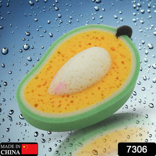 SPONGE HOUSEHOLD KITCHEN MANGO SHAPE BOWL DISH WASHING CLEANING PAD CLEANER BATH CLEANING SPONGE DISHWASHING SPONGE MANGO (1 PC) (7306)