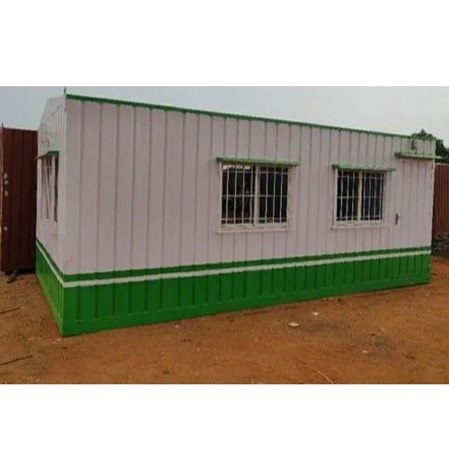 White And Green Modular Portable Office Cabin