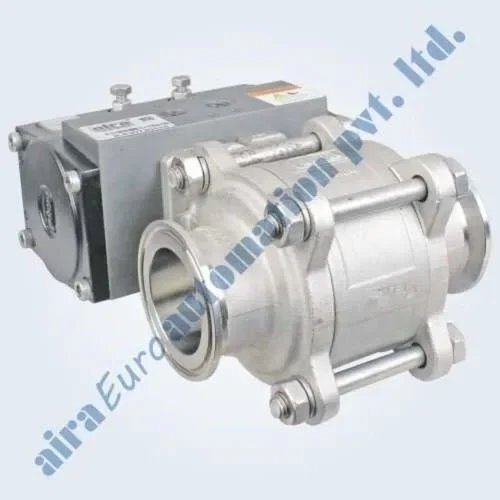 Silver Pneumatic 3 Pc Design Tc Ends Floating Ball Valve