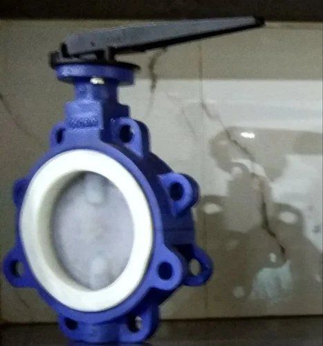 Blue Pneumatic Ptfe Sleeve Butterfly Valve