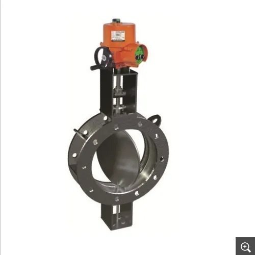 Black Electric Actuator Operated Fabricated Double Flange Damper Valve