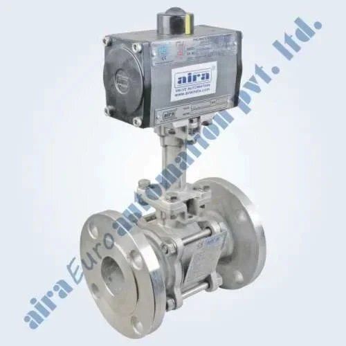 Silver Pneumatic 3 Pc Design Extended Shaft Floating Ball Valve