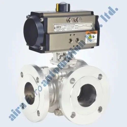 Pneumatic C Way 3 Way Floating Ball Valve Size: 1/2" To 8"