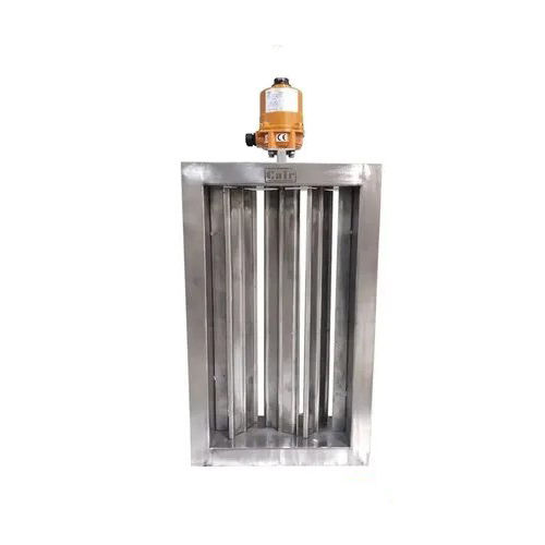 Silver Motorised Multi Louver Damper With Electrical Actuator