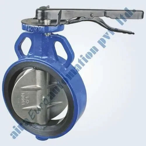 Blue Aira Manual Butterfly Valve Rubber Lined Wafers Type