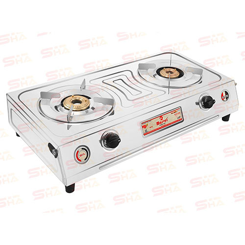 Stainless Steel Two Burner Lpg Gas Stove Vs2 (1.65Kgs) Plating Top (With Channel -Panel Vs2 2009