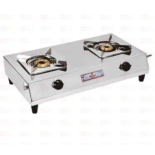 Stainless Steel Two Burner Lpg Gas Stove 2Br Jointless Vs2 With Brass Dail Plate 3.5Kgs Body Circular Sq 2103