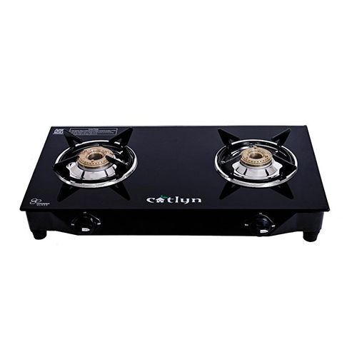 Two Burner Glass Gas Stove Candid 2B MS - GS-CD-2B-BLK-MS